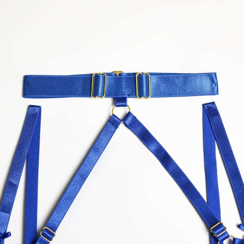 Halter Cutout Satin Panel Garter Belt Set-9