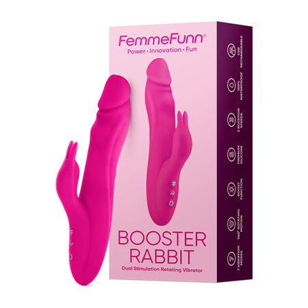 FemmeFunn Vortex Booster Rabbit Rechargeable Silicone Dual Stimulation Rotating Vibrator Pink-0