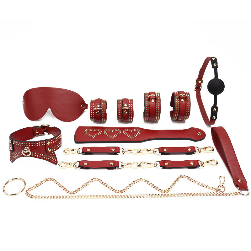 Red Wholesale Frisky Bedroom Restraint Kit with Rivet Decor