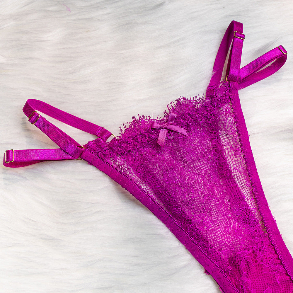 Wholesale Sexy Lace Bra and Panties Set with Feather Details-36
