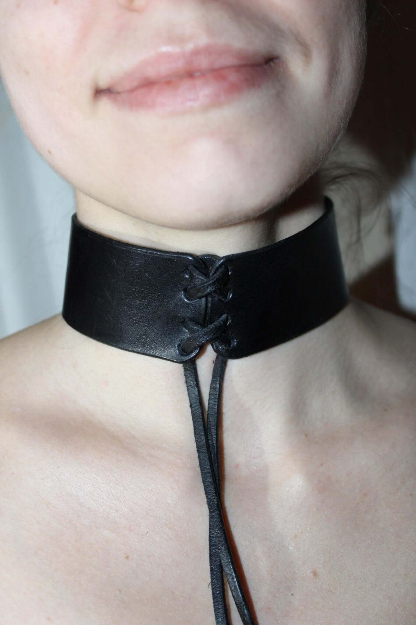 Leather Choker Collar for BDSM Roleplay and Fetish Wear-1
