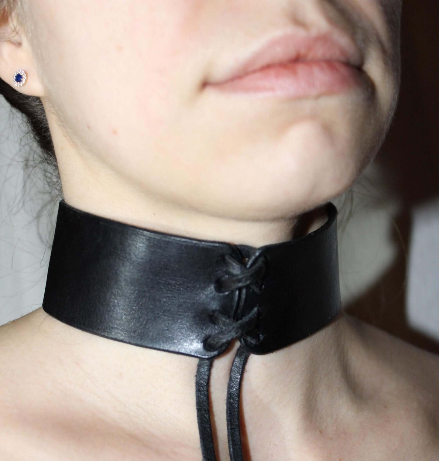 Leather Choker Collar for BDSM Roleplay and Fetish Wear-2