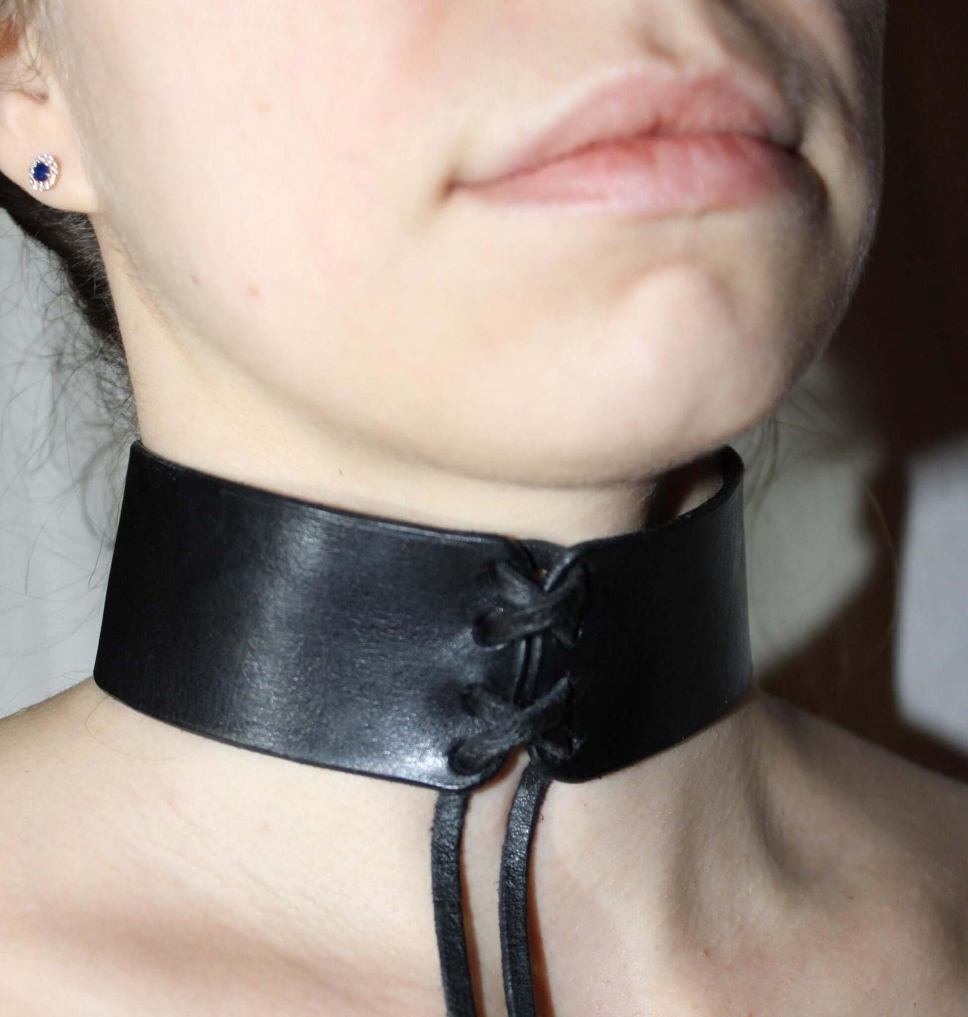 Leather Choker Collar for BDSM Roleplay and Fetish Wear-2